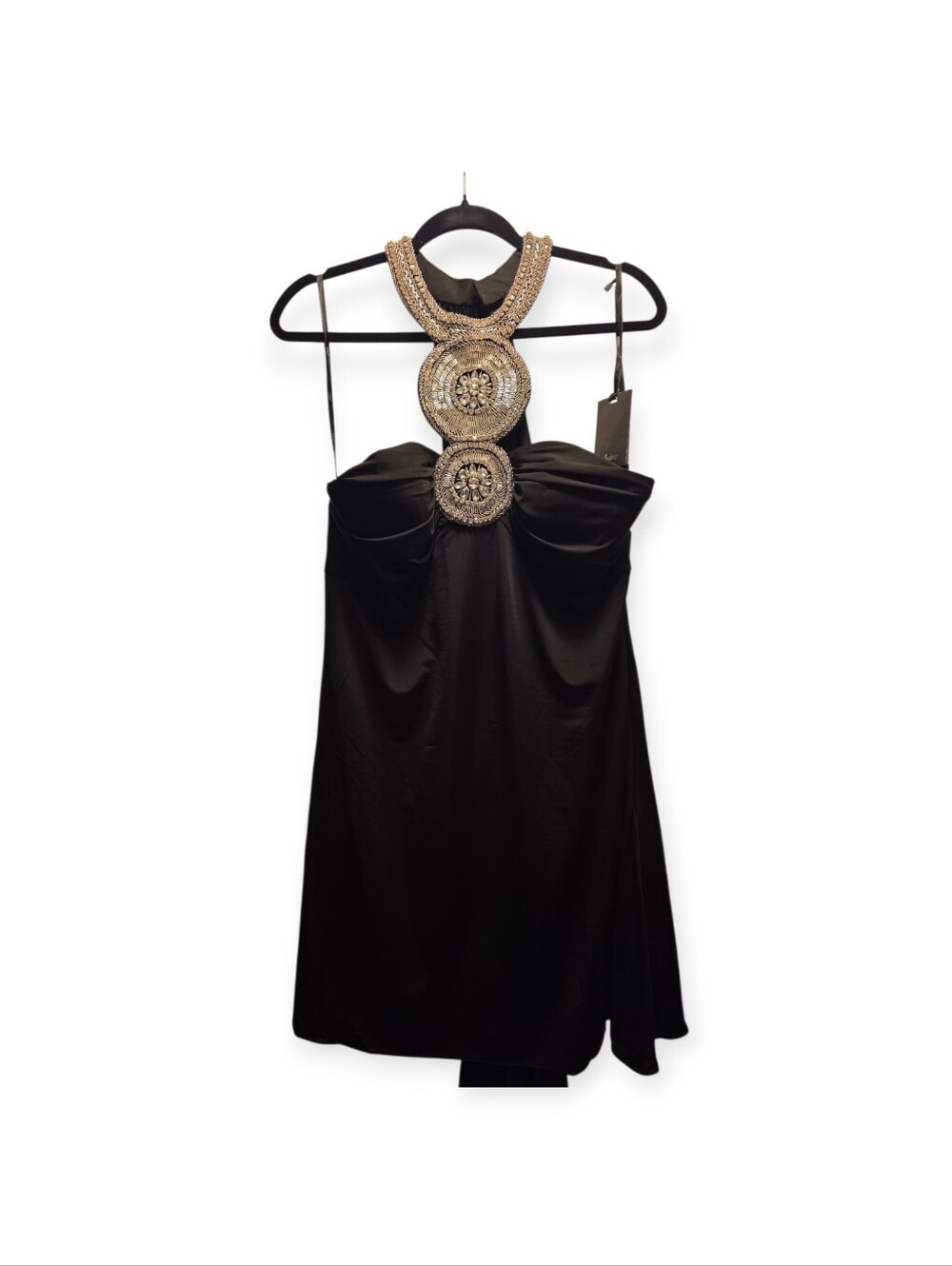 Black Cocktail Dress with Silver Beaded Halter